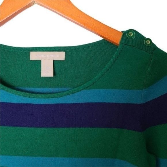 Banana Republic Blue Green Striped Sweater size S Small - Picture 3 of 7